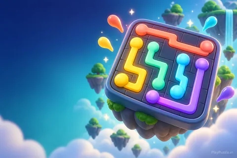 A floating logic grid filled with bright, non-crossing color paths