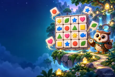 A magical picture Sudoku board with an owl explorer in a colorful logic world